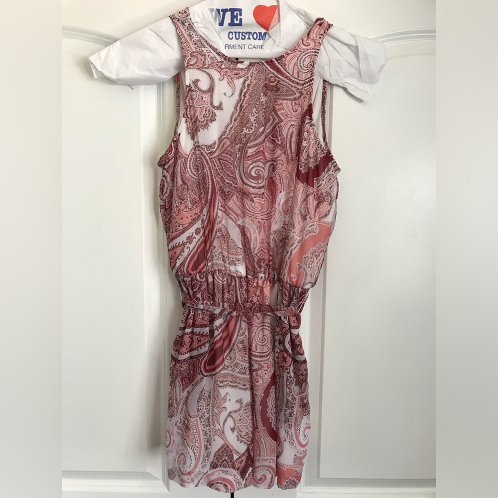 New York & Company Small Women’s White Red Pink Paisley Colorful Romper